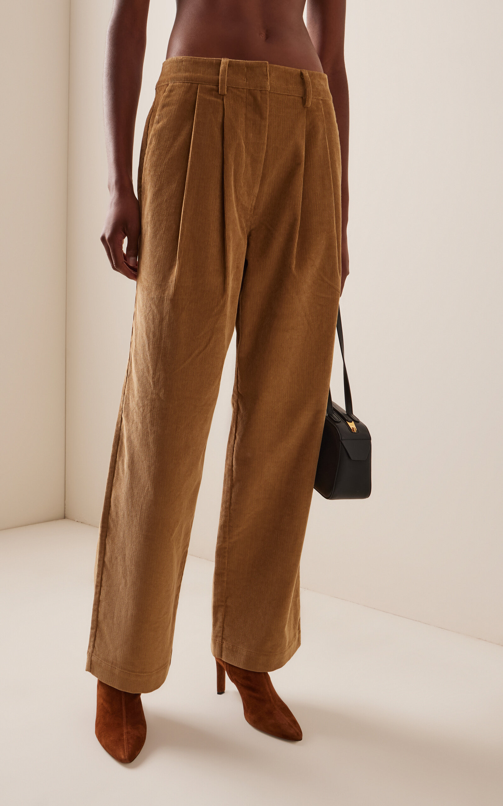 Cotton Corduroy Wide Leg Pants tan - 3