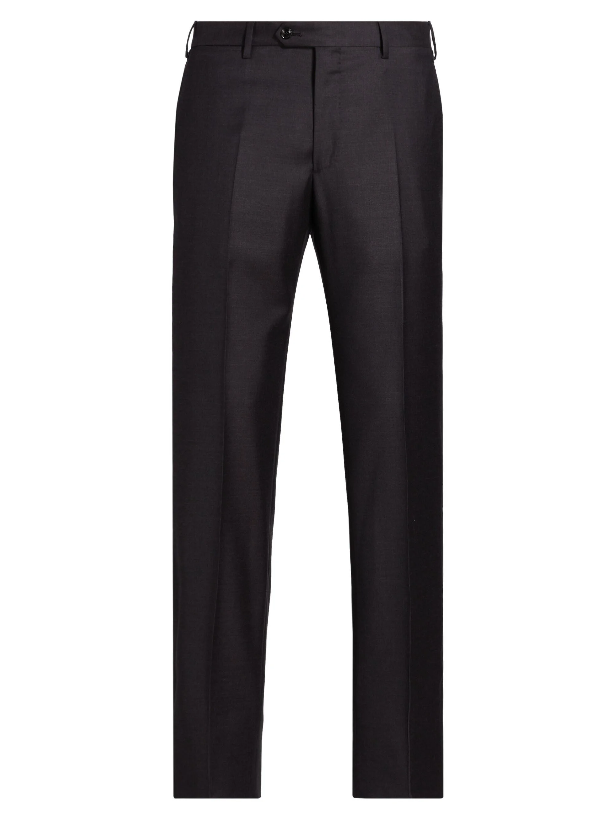 Men's Textured Solid Wool Trousers - Black Wool - 1