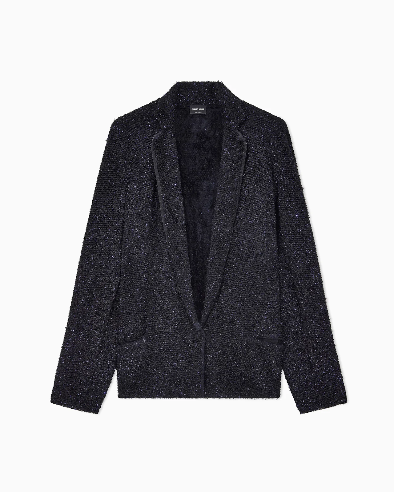 SINGLE-BREASTED VISCOSE BLAZER WITH METALLIC FIBER - 1