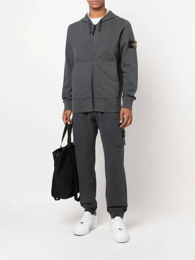 Stone Island logo-patch zipped hoodie outlook