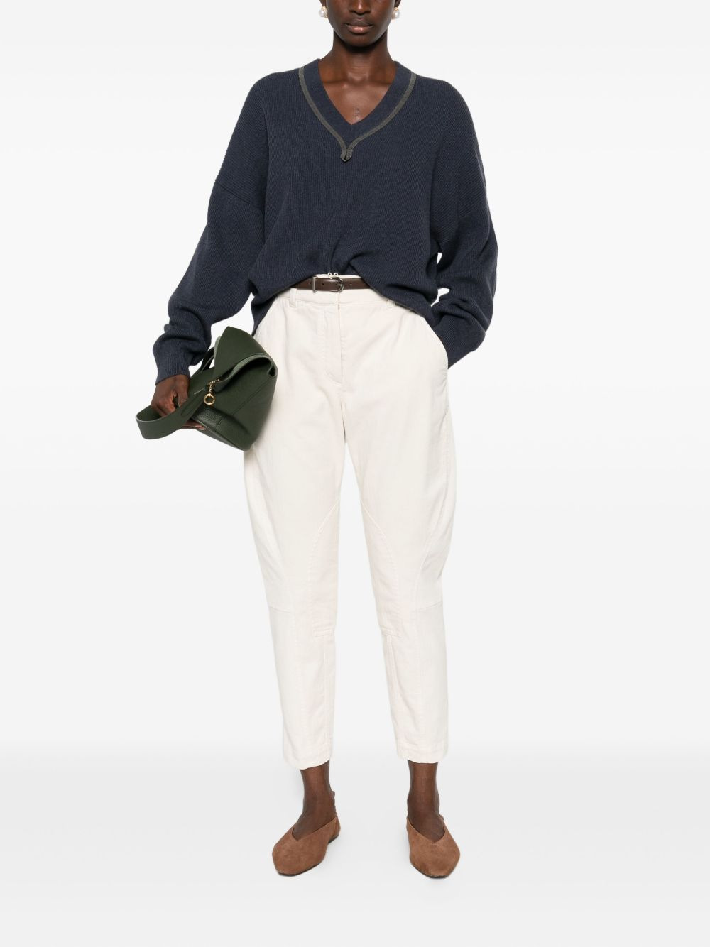 panelled cotton trousers - 2