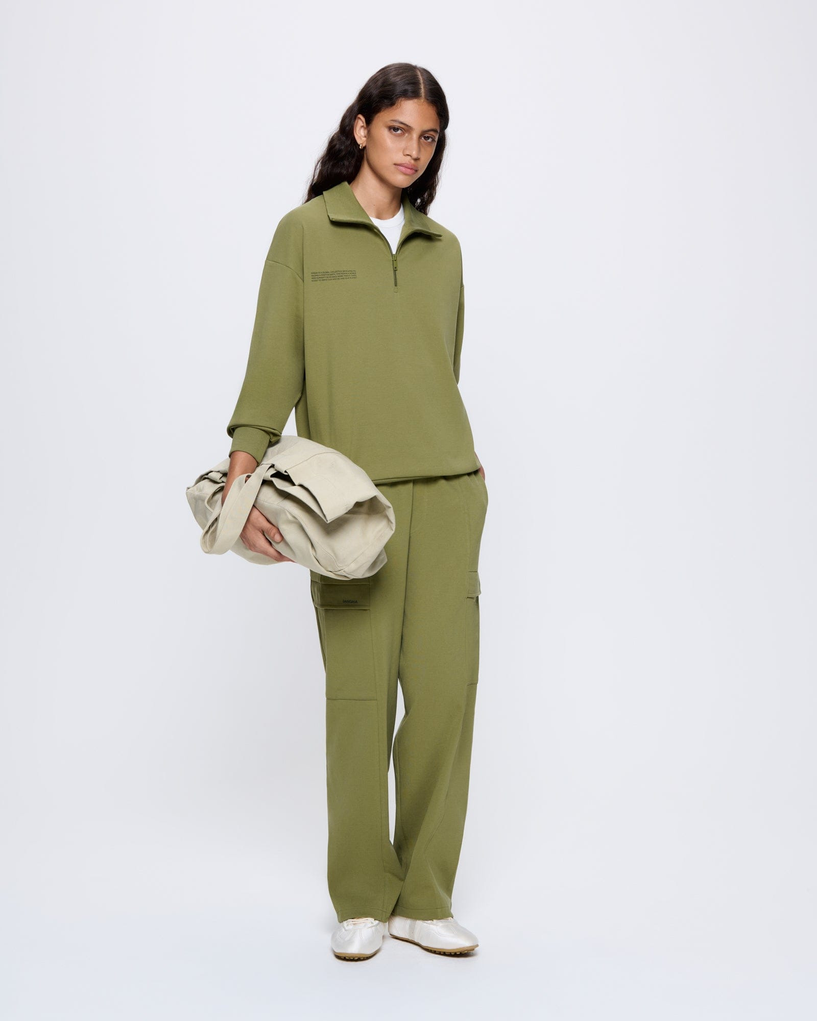 Womens DNA Double Jersey Half Zip Sweatshirt - Highland Green - 3