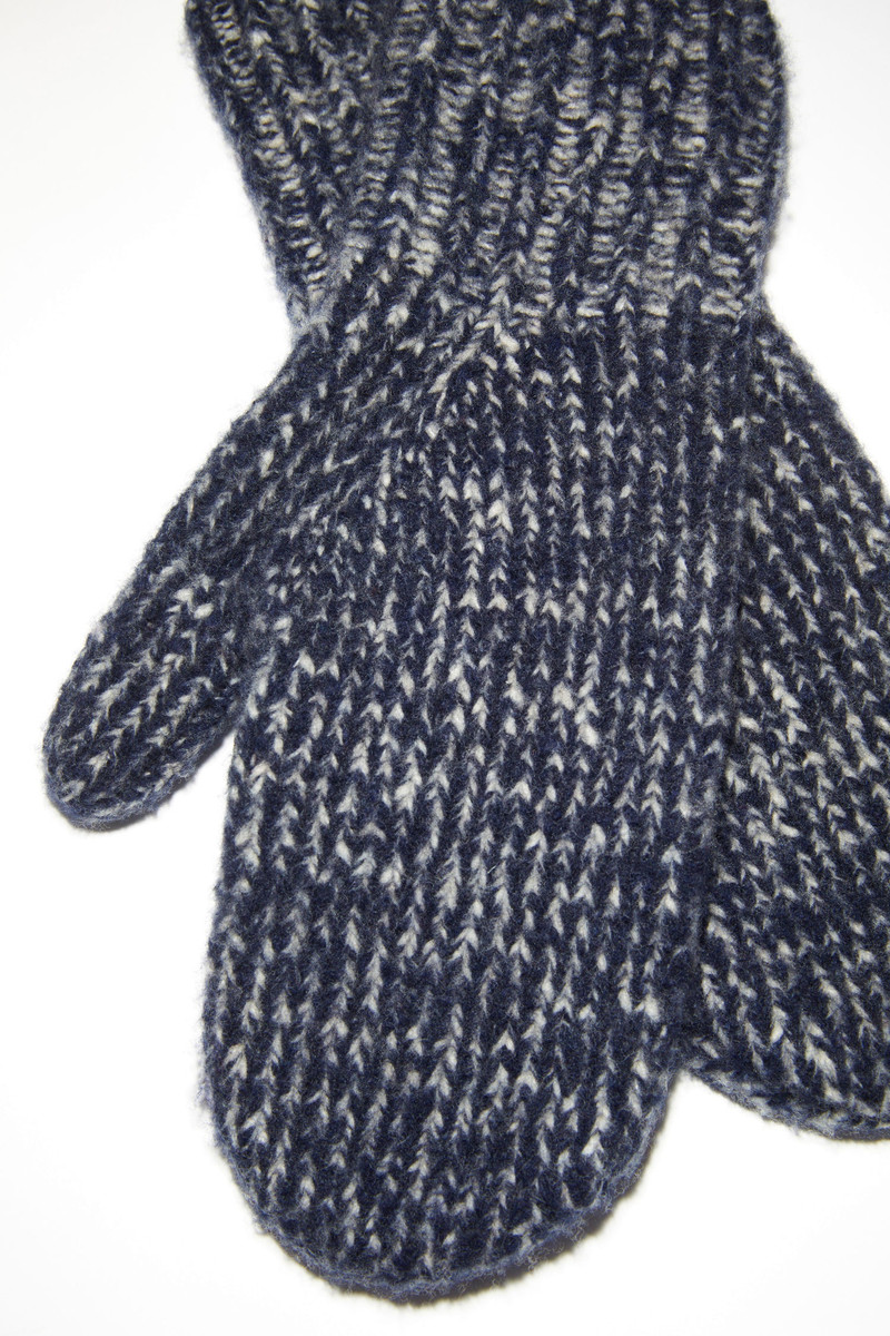 Wool blend mittens - Navy/Grey 3