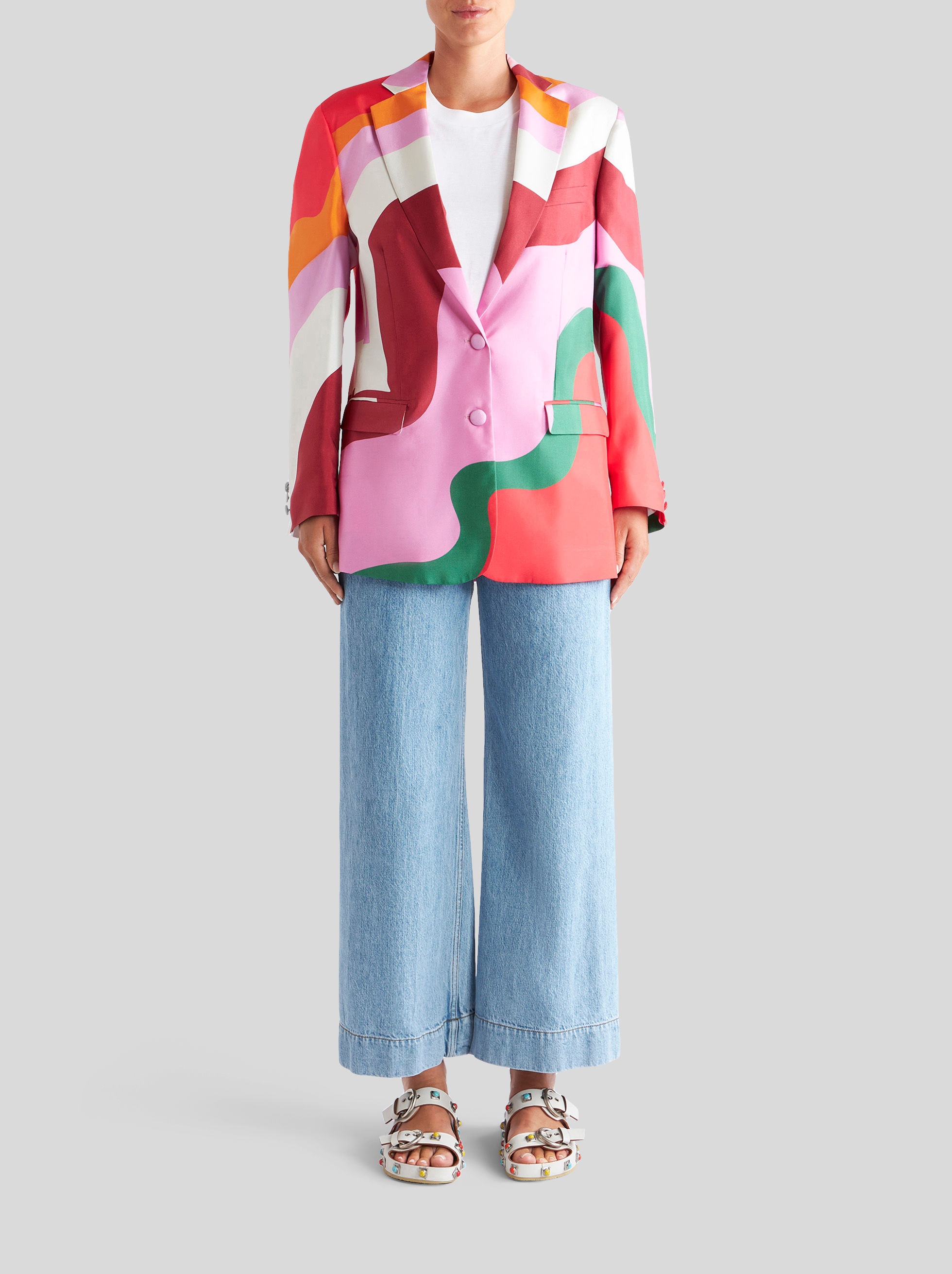 SILK JACKET WITH COLOUR BLOCK PATTERN - 3
