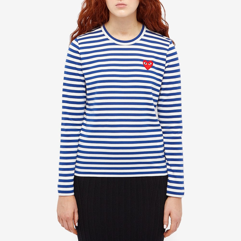 Comme des Garçons PLAY Comme des Garcons Play Women's Long Sleeve Heart Logo Stripe outlook