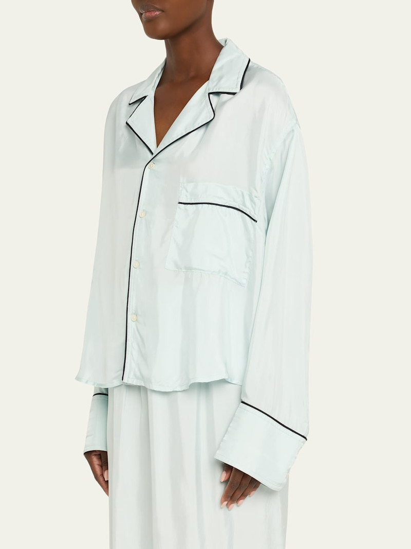 Long-Sleeve Cotton Twill Pajama Shirt 4
