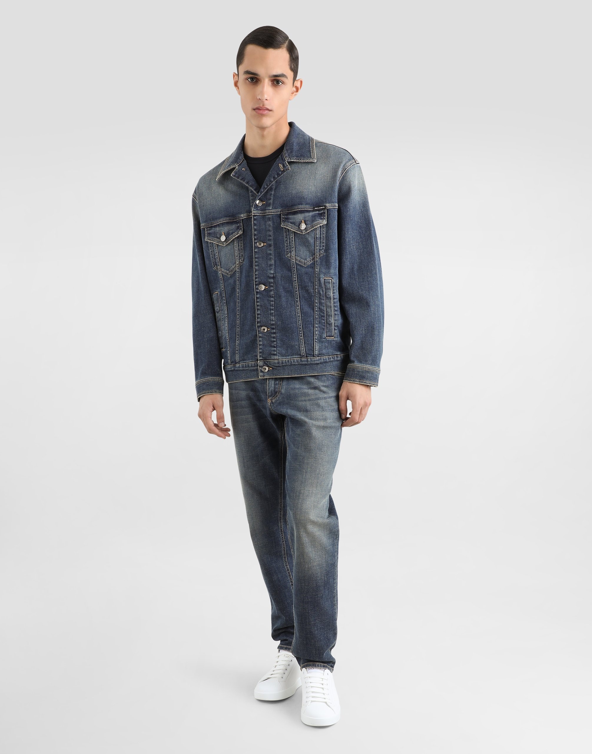 Regular-fit blue wash stretch jeans - 2