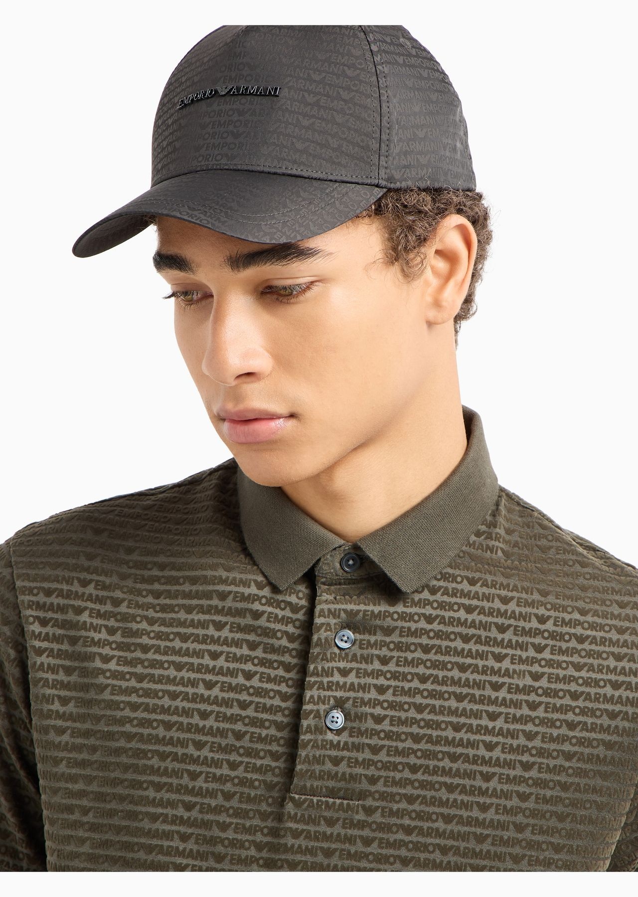 Jacquard nylon baseball cap with all-over logo lettering - 3