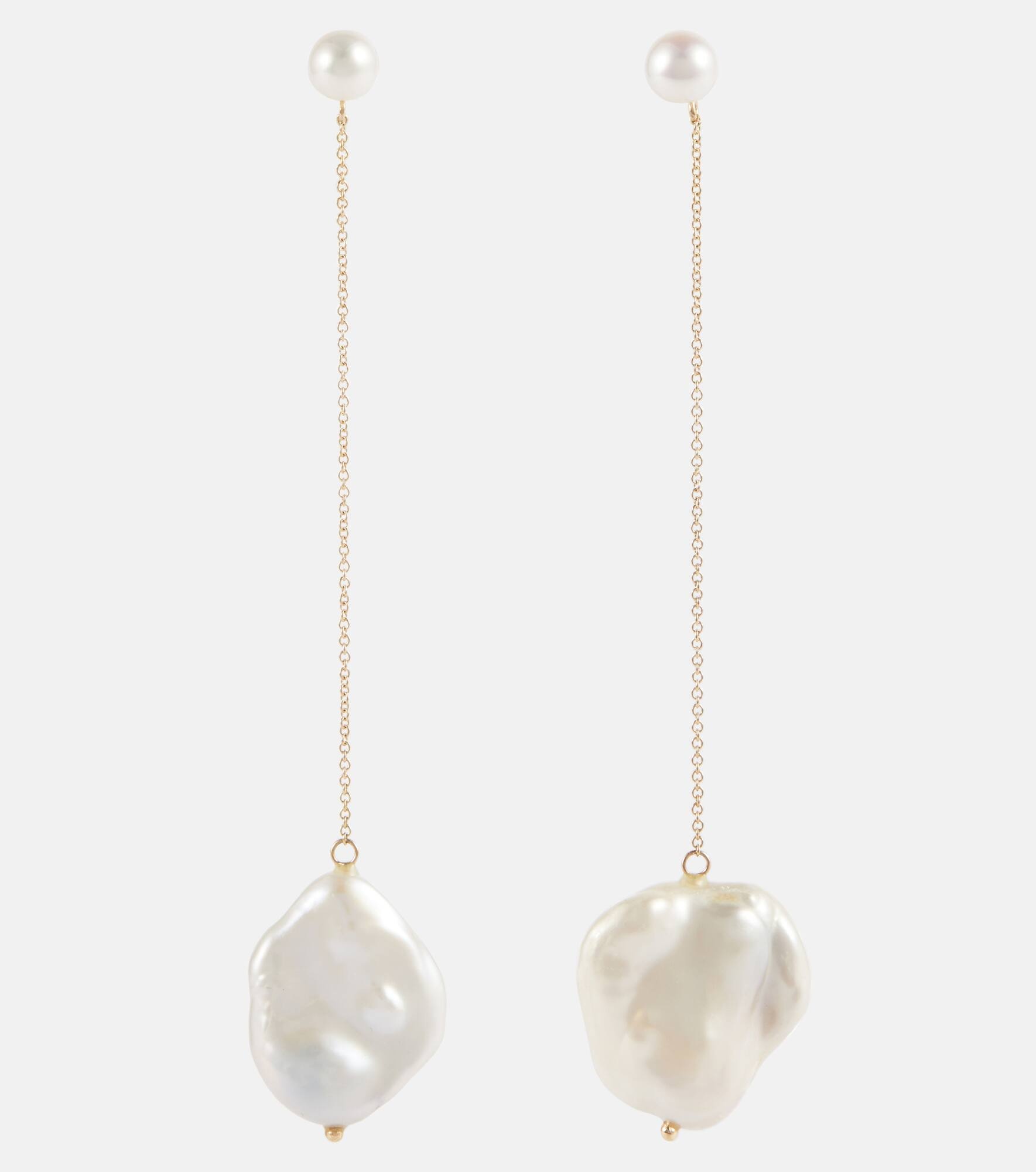 14kt gold drop earrings with pearls - 1