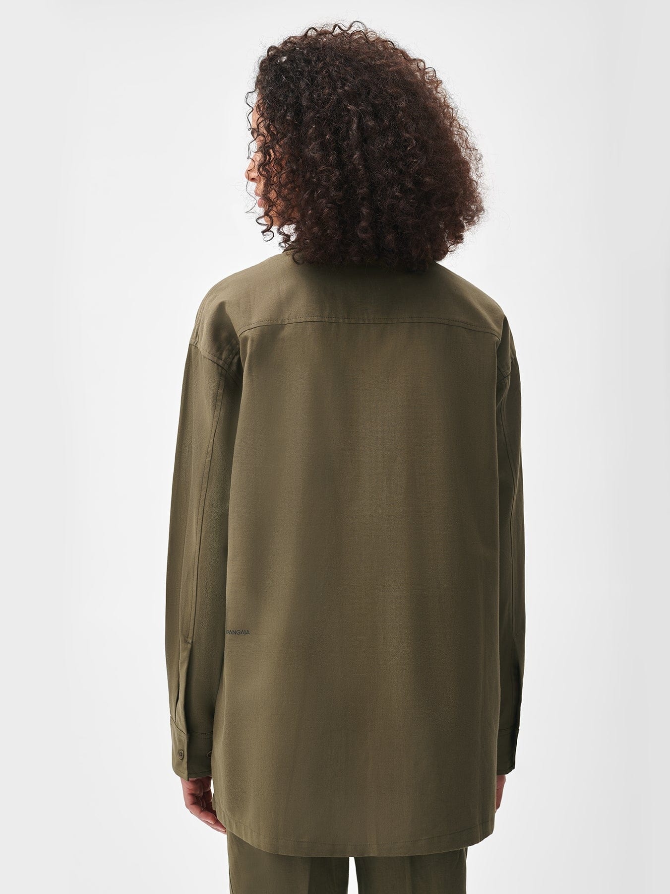 Cotton Linen Long Sleeve Overshirt - Soil Brown - 4