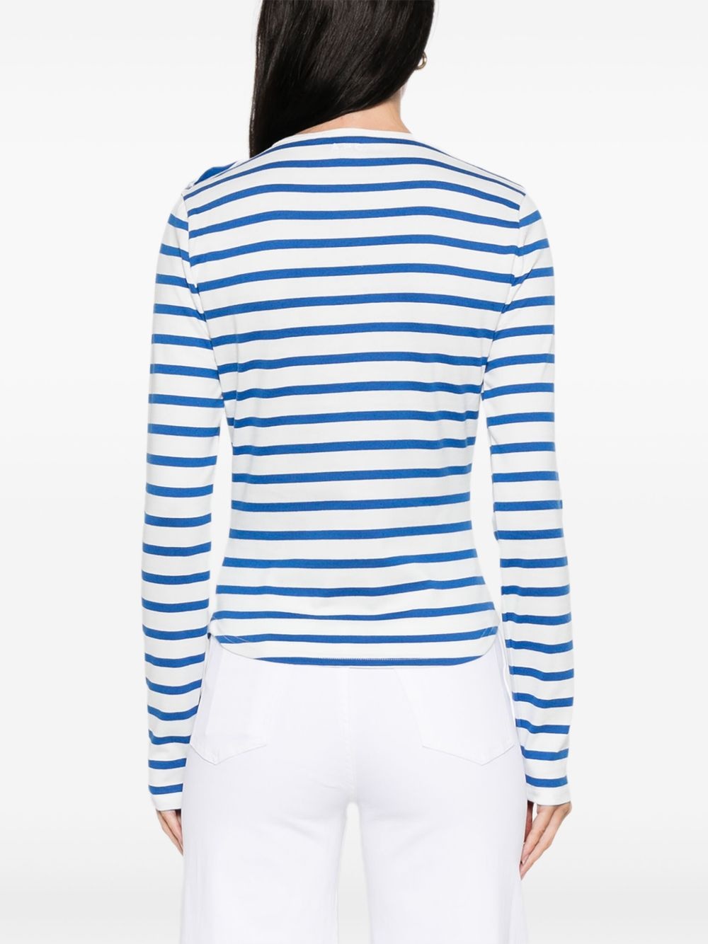 striped button-shoulder T-shirt - 4