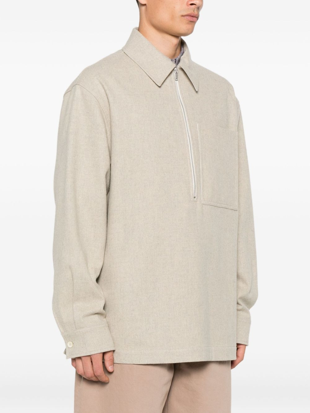 flannel wool polo shirt - 3