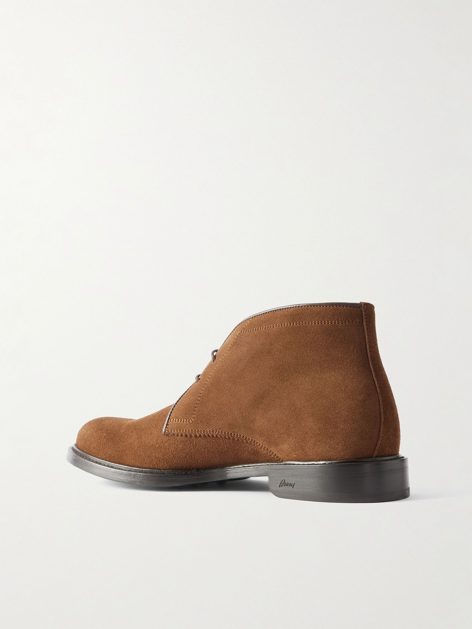 Leather-Trimmed Suede Desert Boots Brown - 4