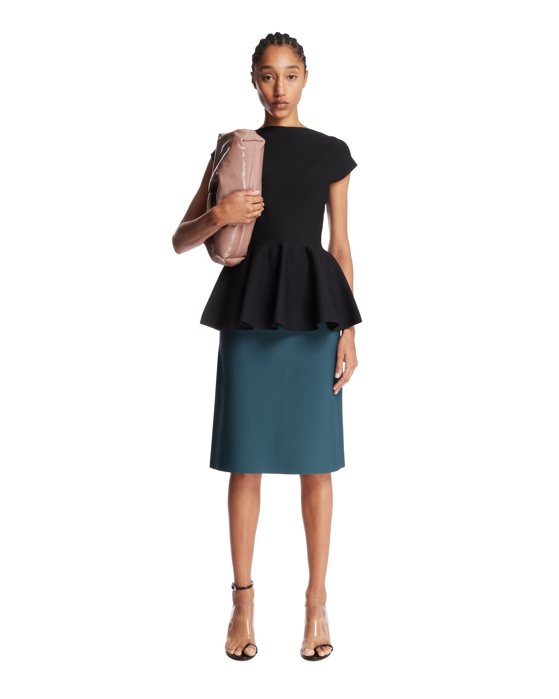 Black Peplum Knit Top - 2