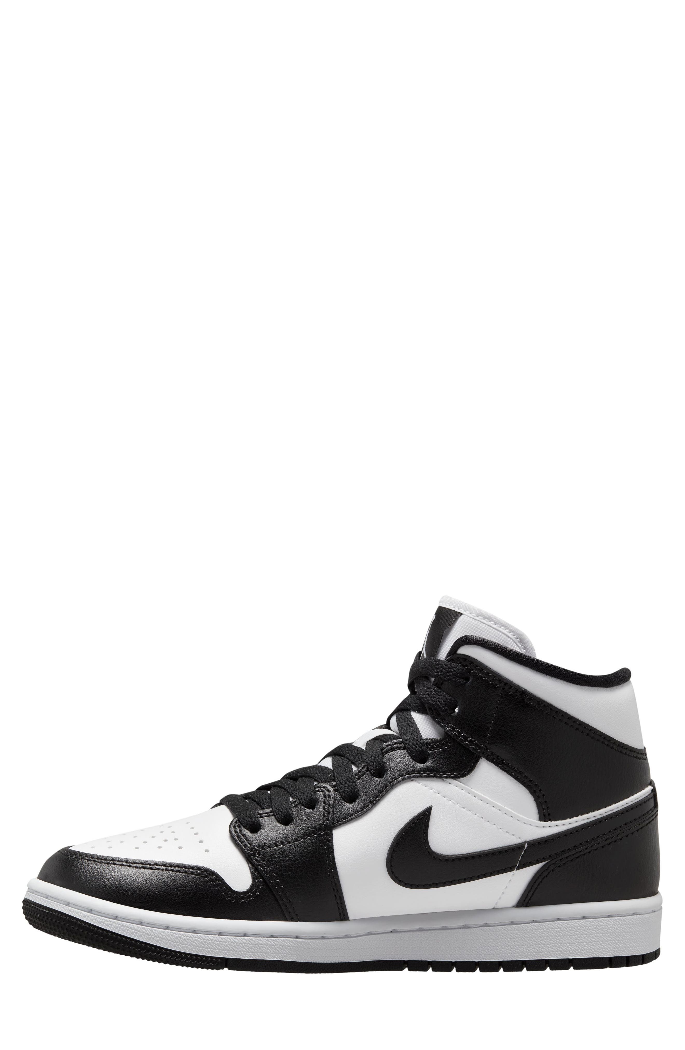Air Jordan 1 Mid Basketball Sneaker in White/Black/White at Nordstrom - 4