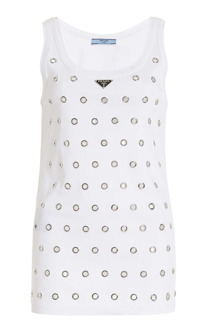 Grommet-Detailed Cotton Tank Top white 1
