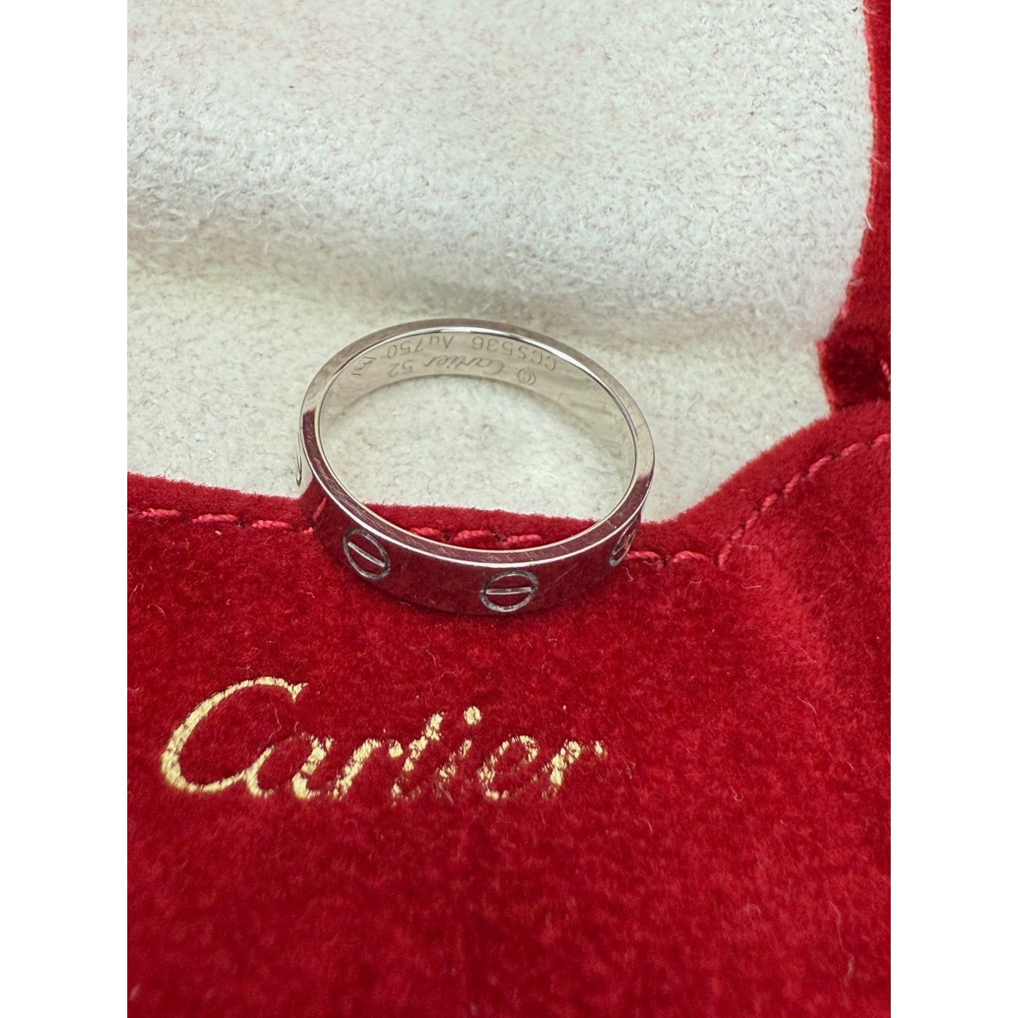 Cartier 18 K White Gold Love Small Model Wedding Band Ring Size 6 USA - 12