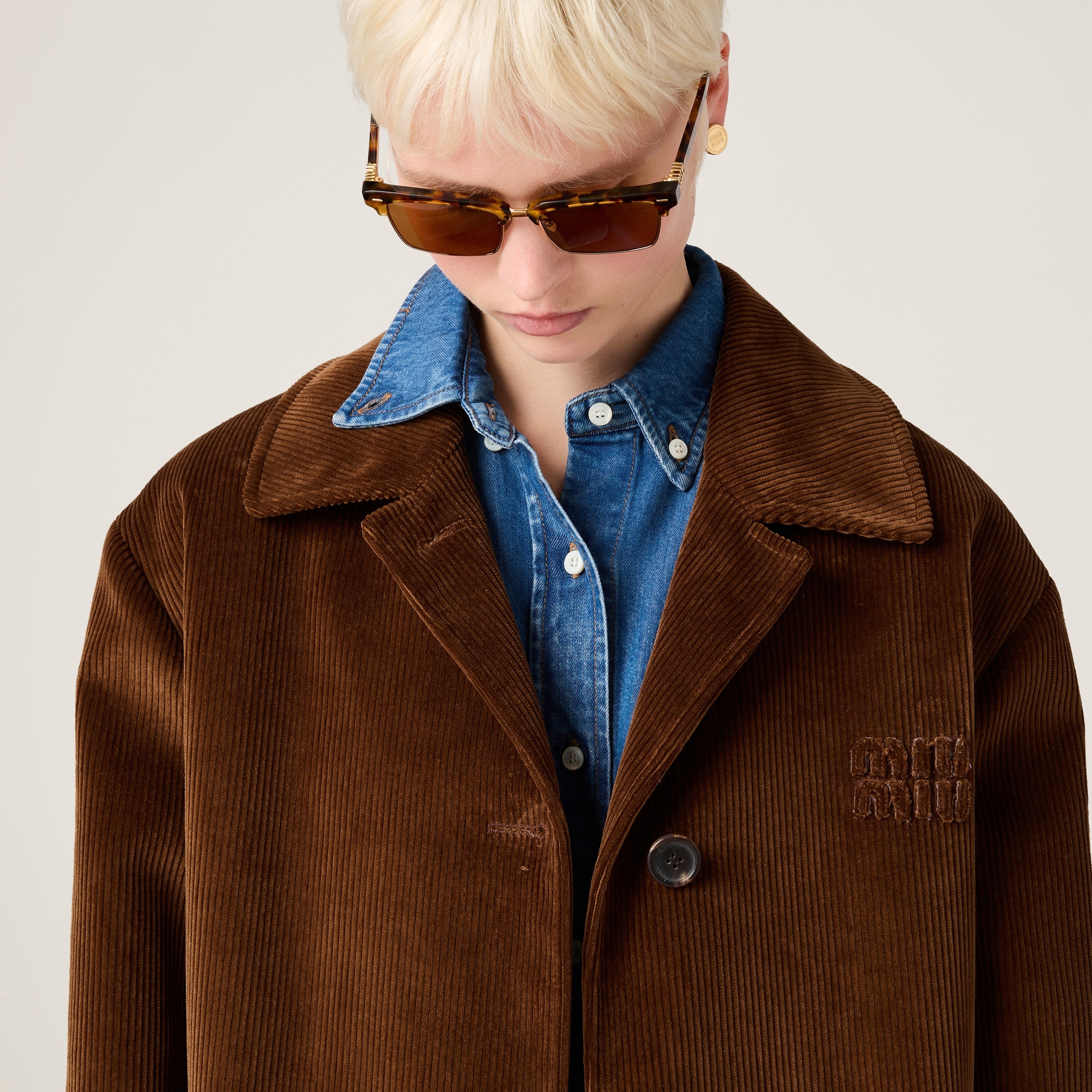 Single-breasted corduroy coat - 4