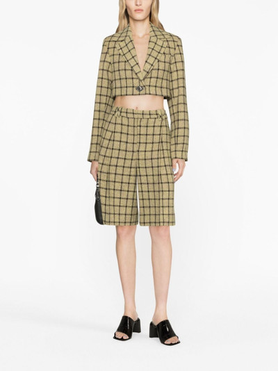 GANNI checked high-waisted suit shorts outlook