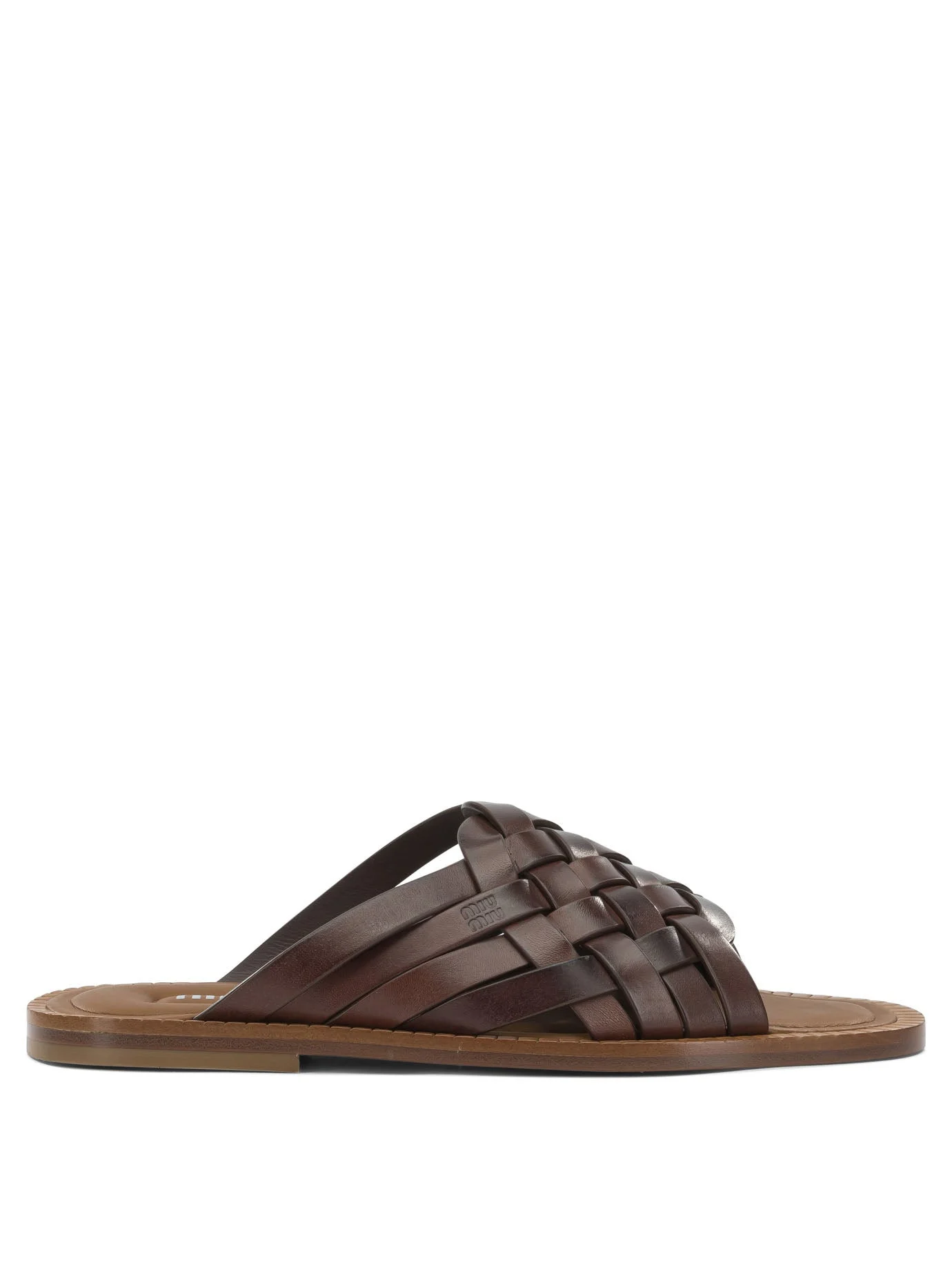 Miu Miu Leather Slides Brown Women - 1