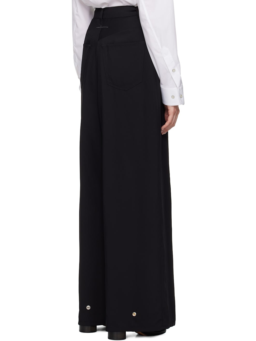 Black Fluid Viscose Twill 5 Pocket Trousers - 3