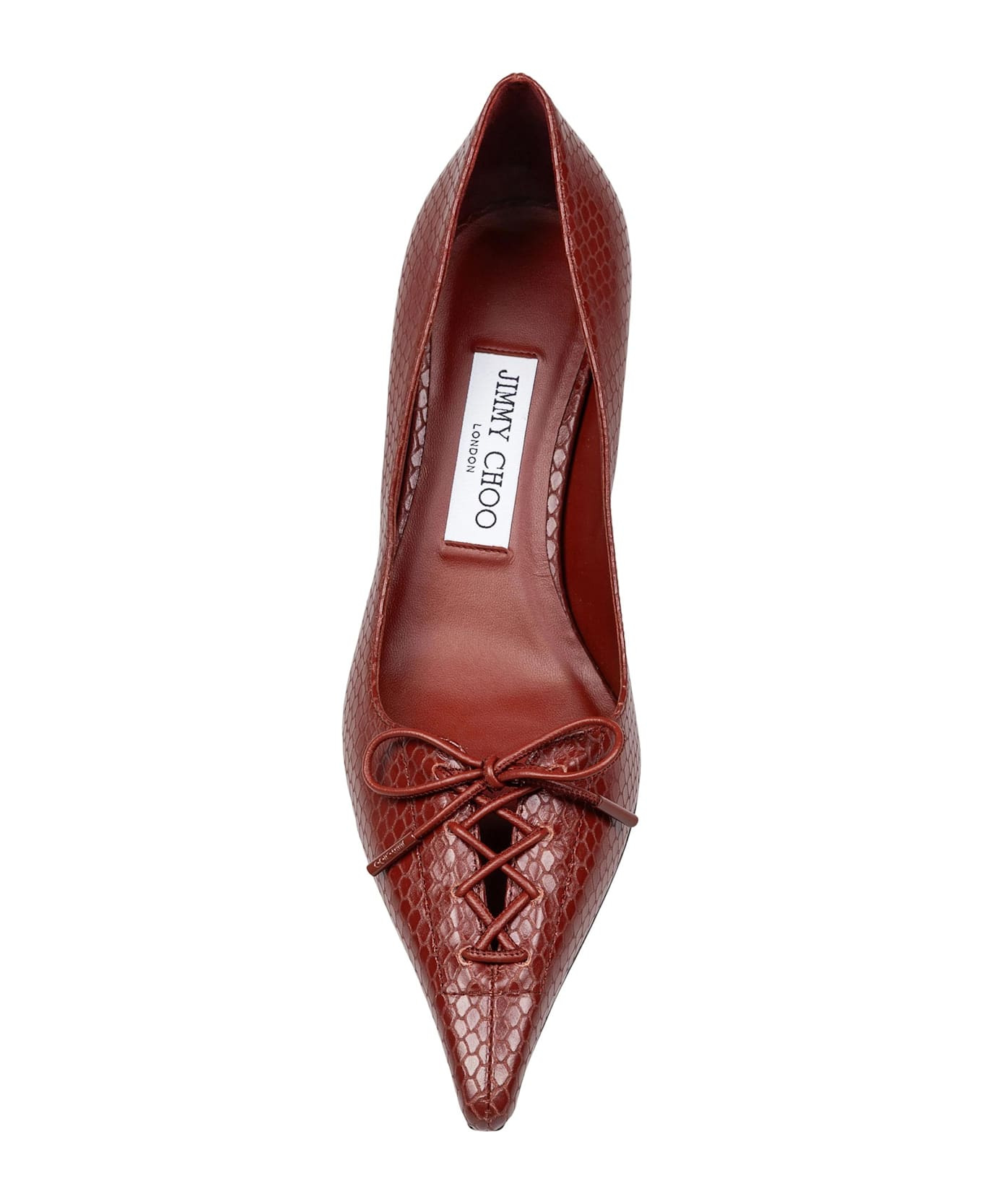 Scarlett 50 Pumps In Leather With Snakeskin Print Cognac Color - 3