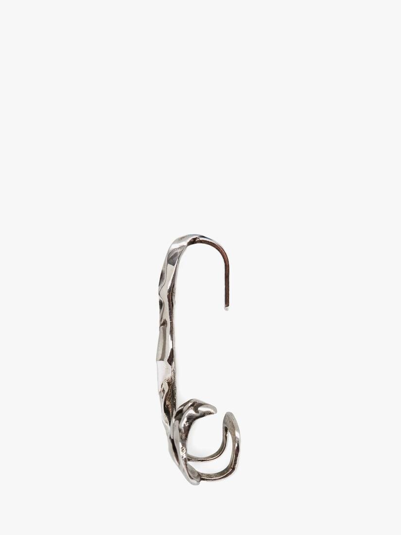 Crushed Chain Ear Cuff in Antique Silver - 2