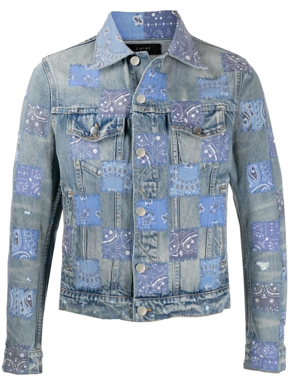 bandana-patchwork denim jacket - 1