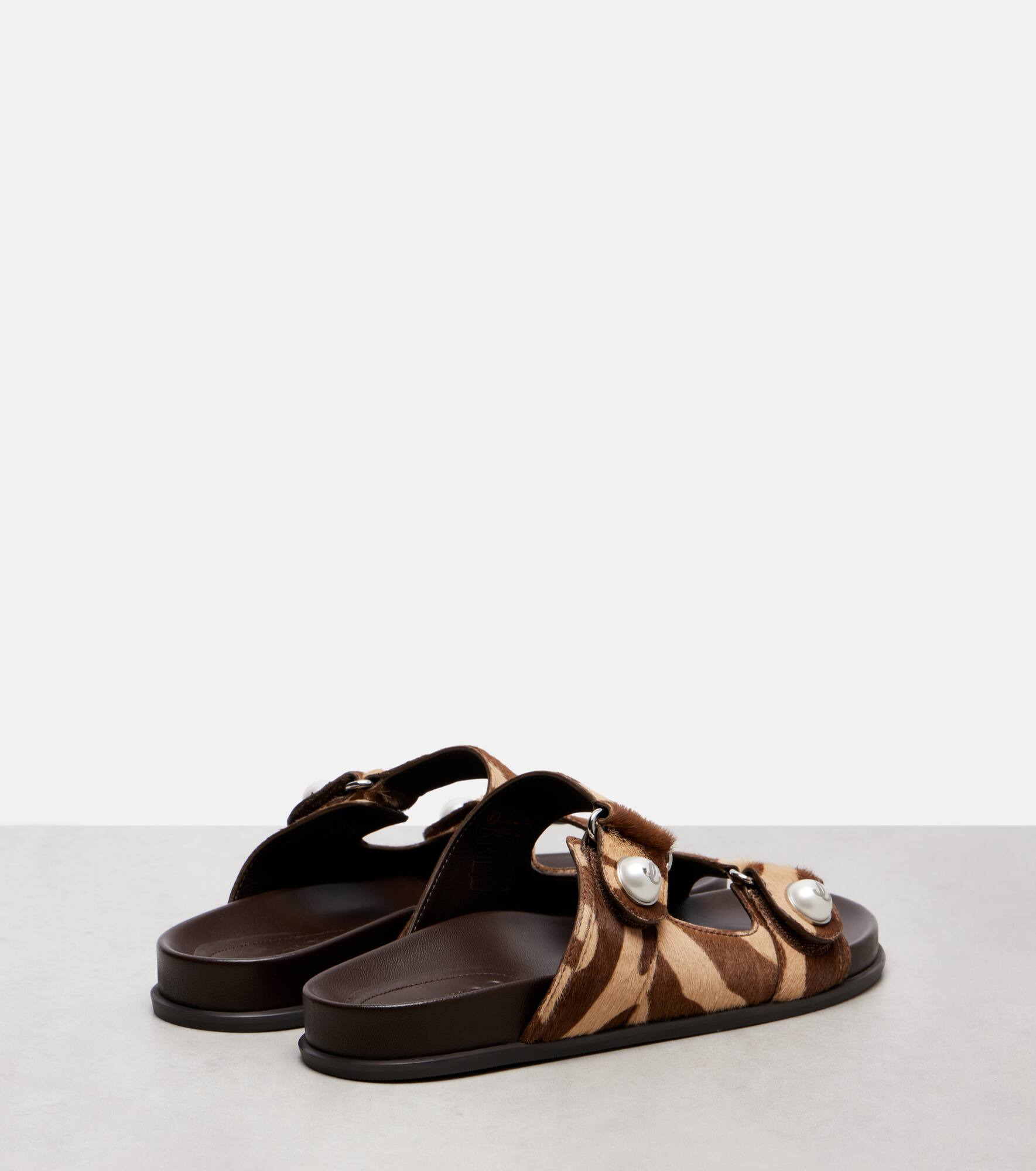 Fayence zebra-print shearling slides - 2