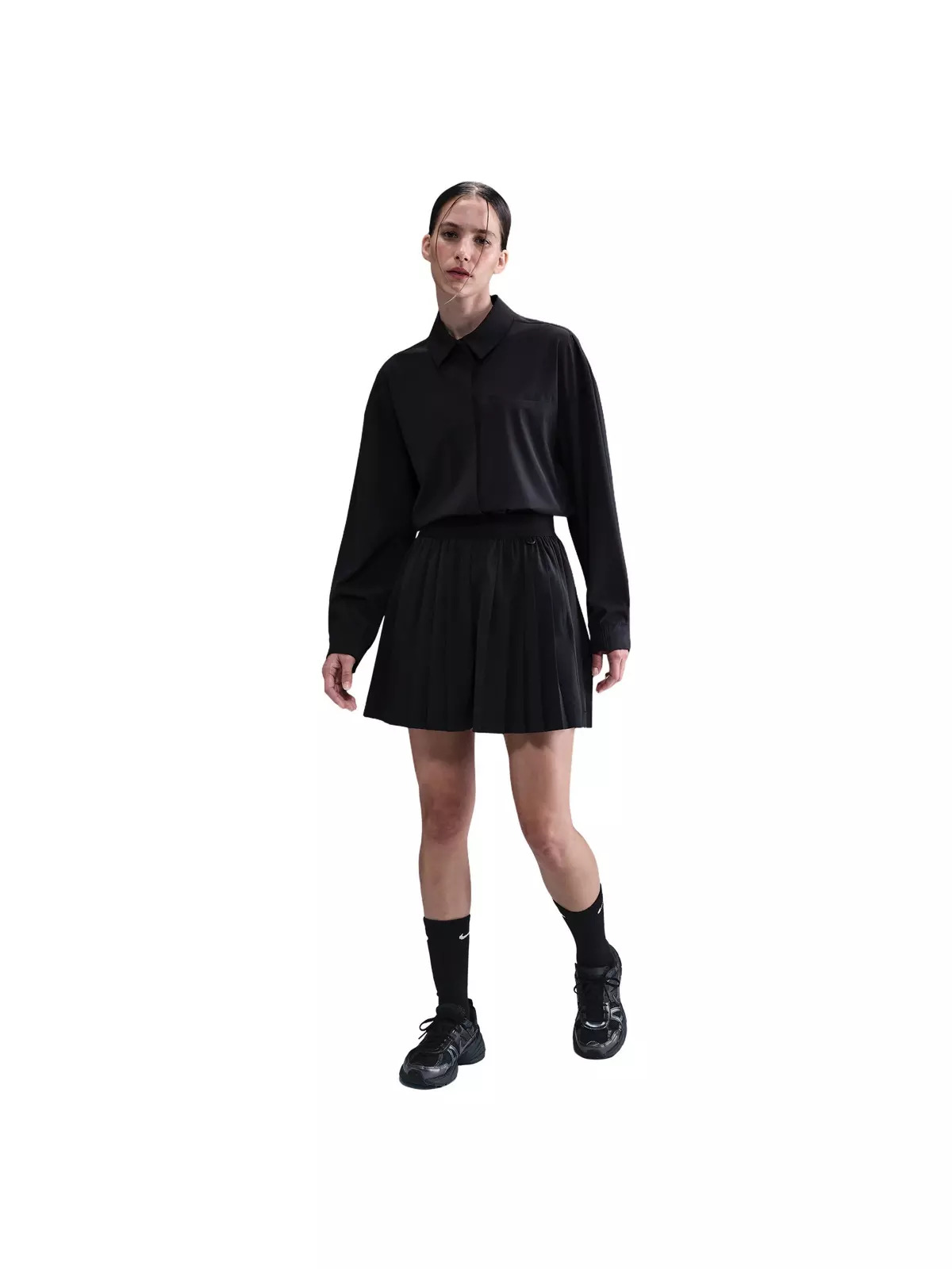 Women's 24.7 PerfectStretch Dri-FIT High-Waisted Loose Pleated Skort -Black - 3