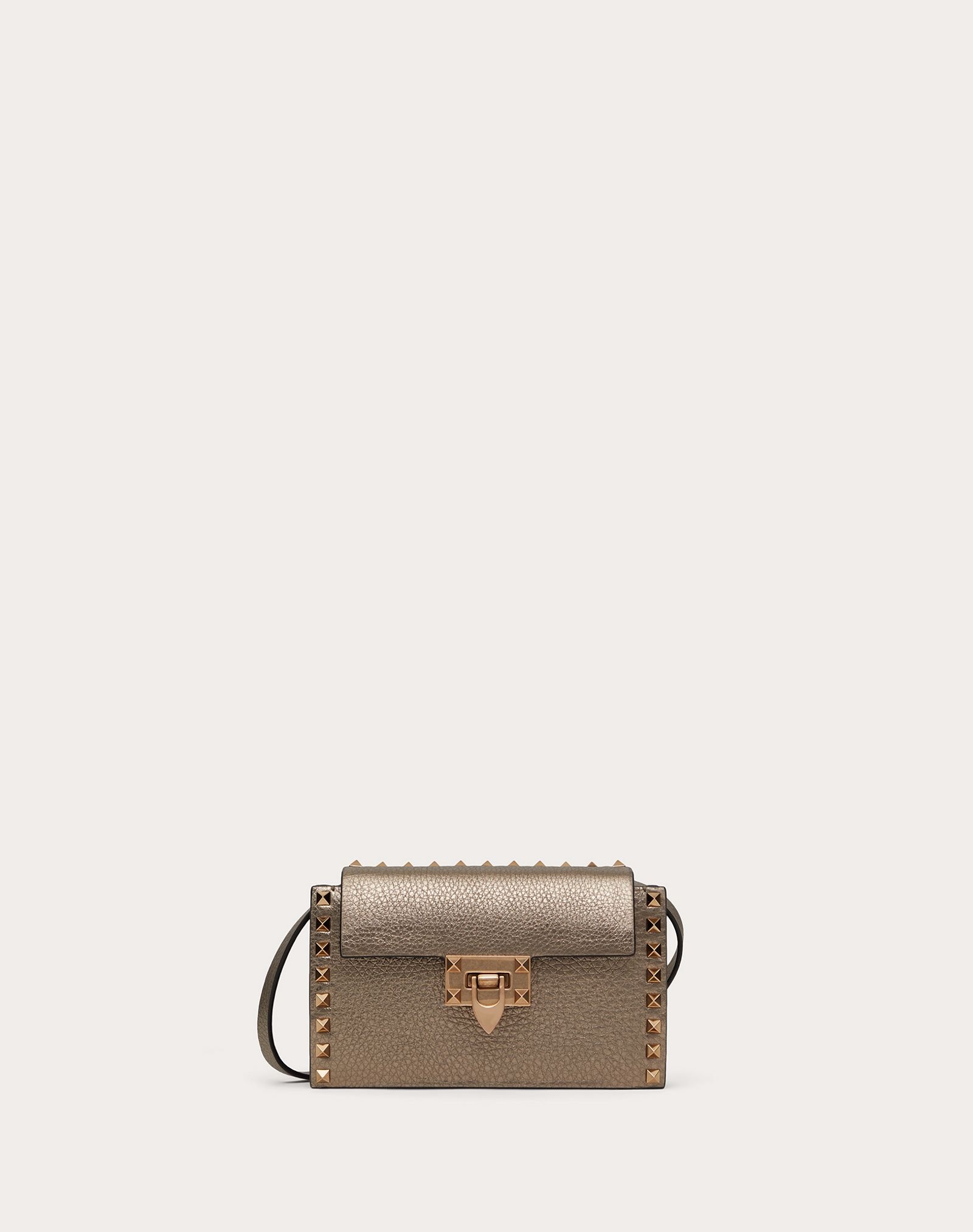 Rockstud Metallic Grainy Leather Crossbody Bag - 1