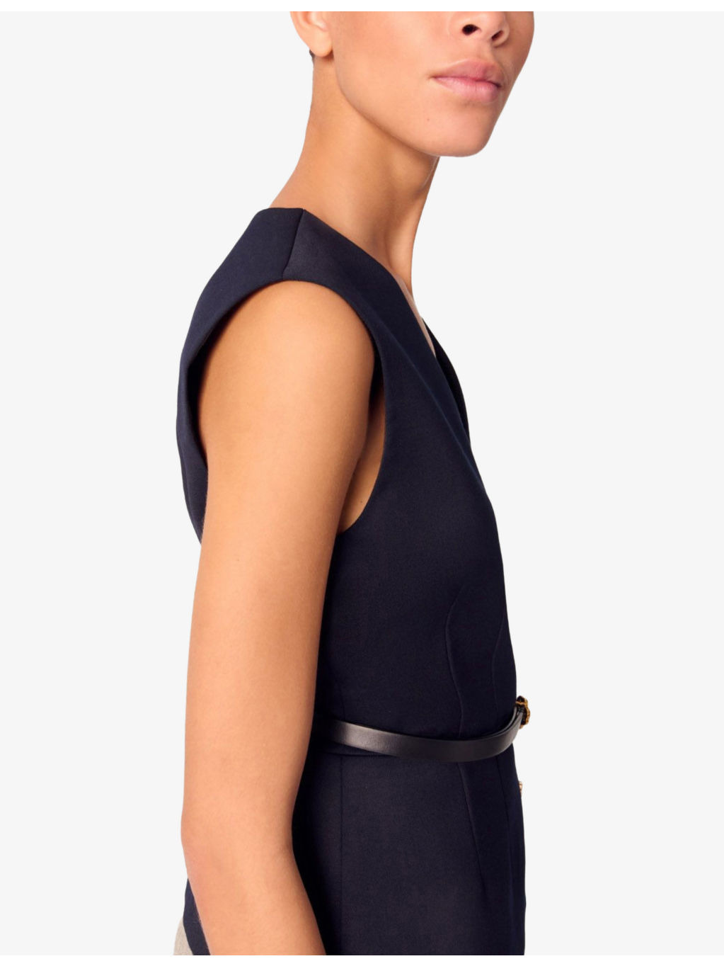 V-Neck Sleeveless Stretch-Woven Waistcoat - 5