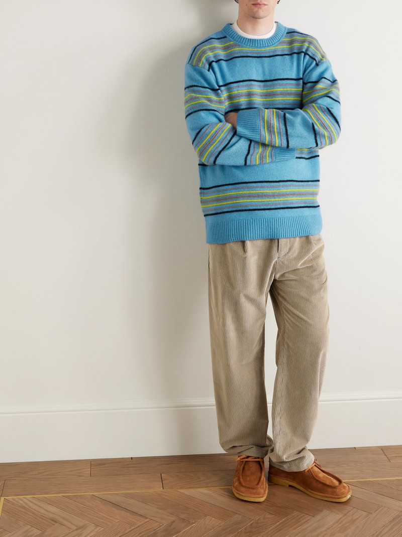 The Elder Statesman Straight-Leg Pleated Cotton-Corduroy Trousers Beige outlook