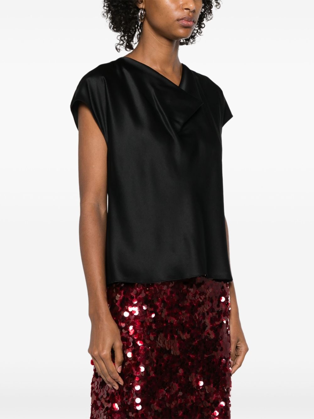 silk cowl-neck blouse - 3