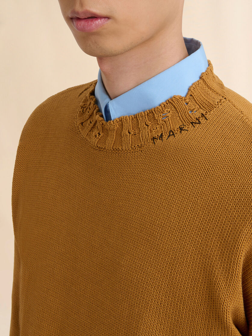 ORANGE COTTON CREW-NECK SWEATER - 4
