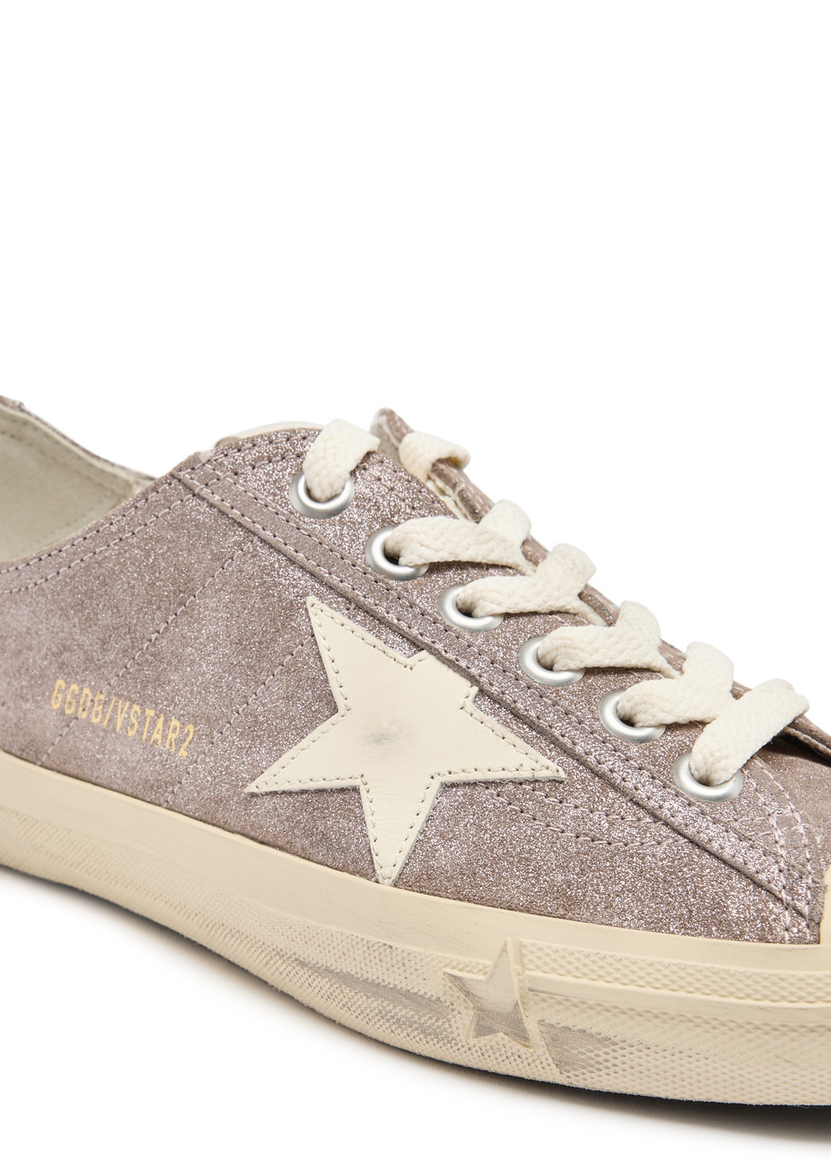 Golden Goose V-Star 2 Glittered Suede Sneakers - 4