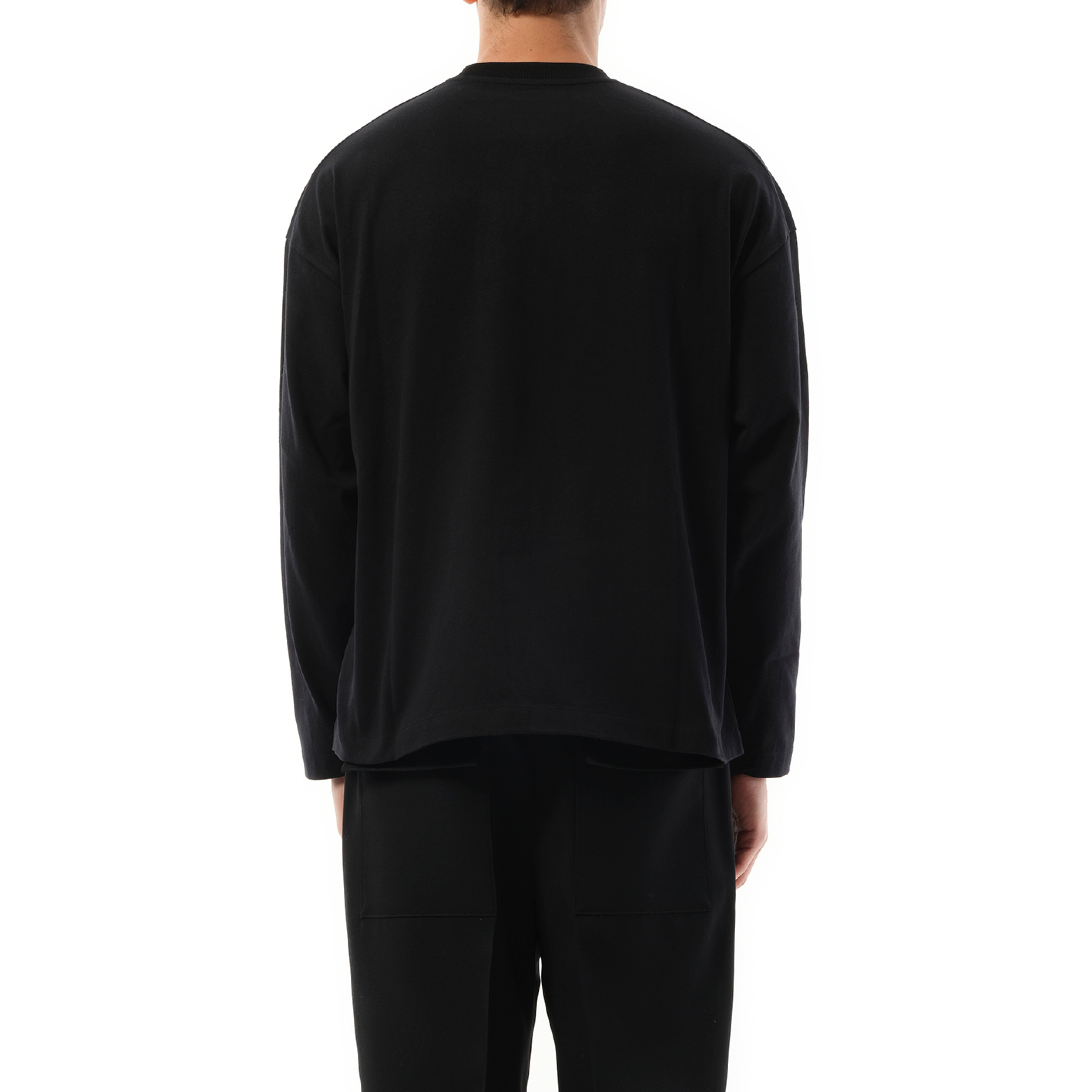 Tonal Jil Sander Logo Long Sleeve T-Shirt in Black - 6