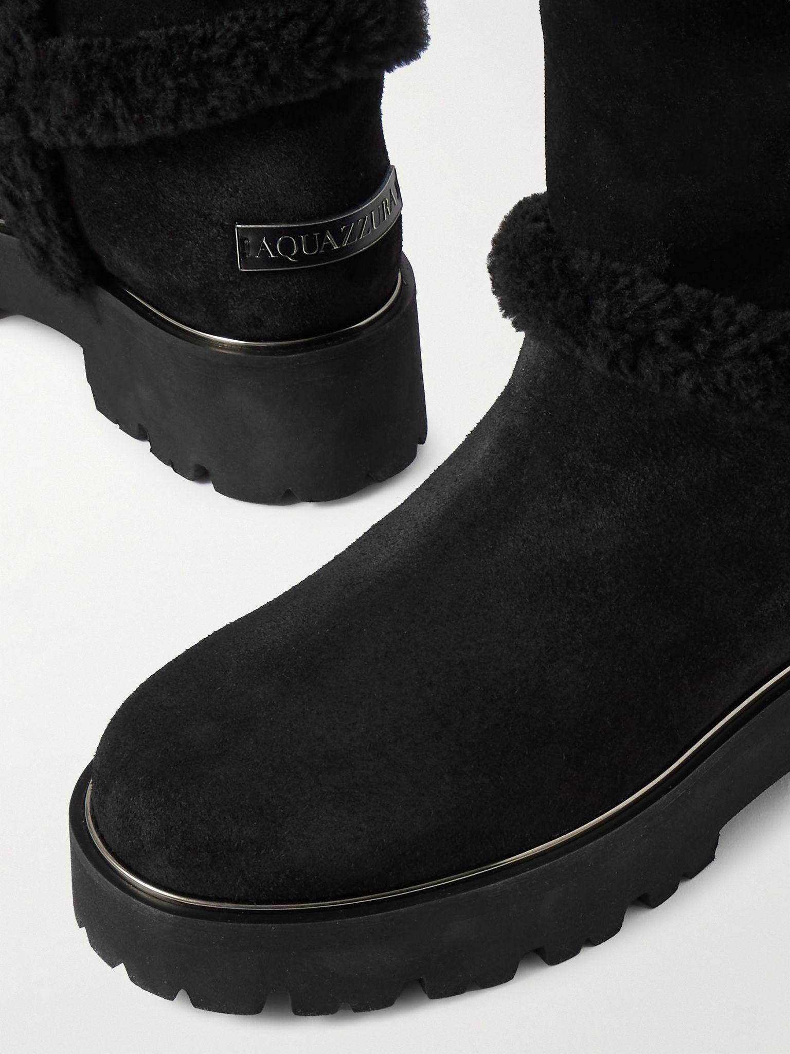Teddi shearling-trimmed suede boots Black - 4