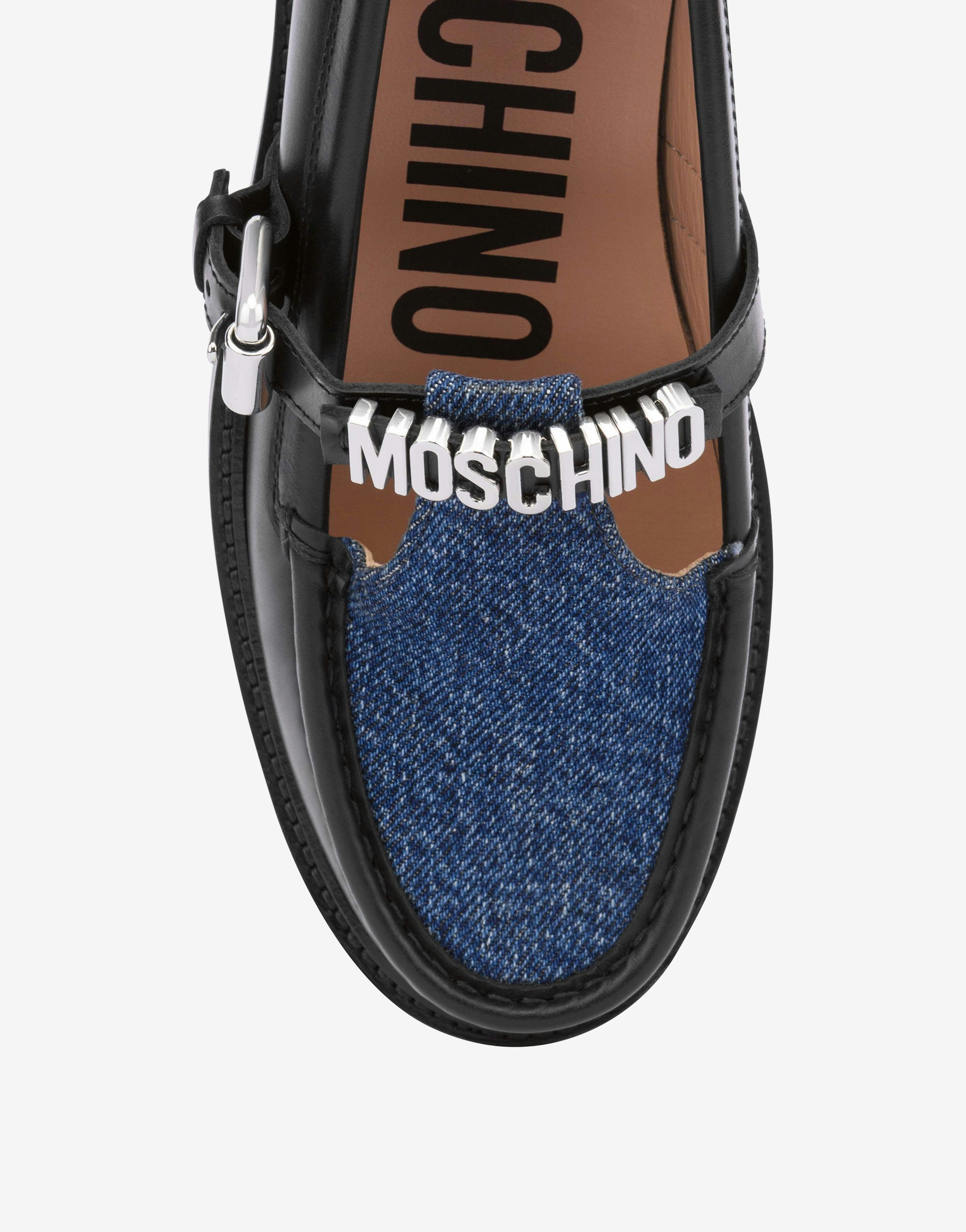 COLLEGE CALFSKIN AND DENIM LOAFERS - 4