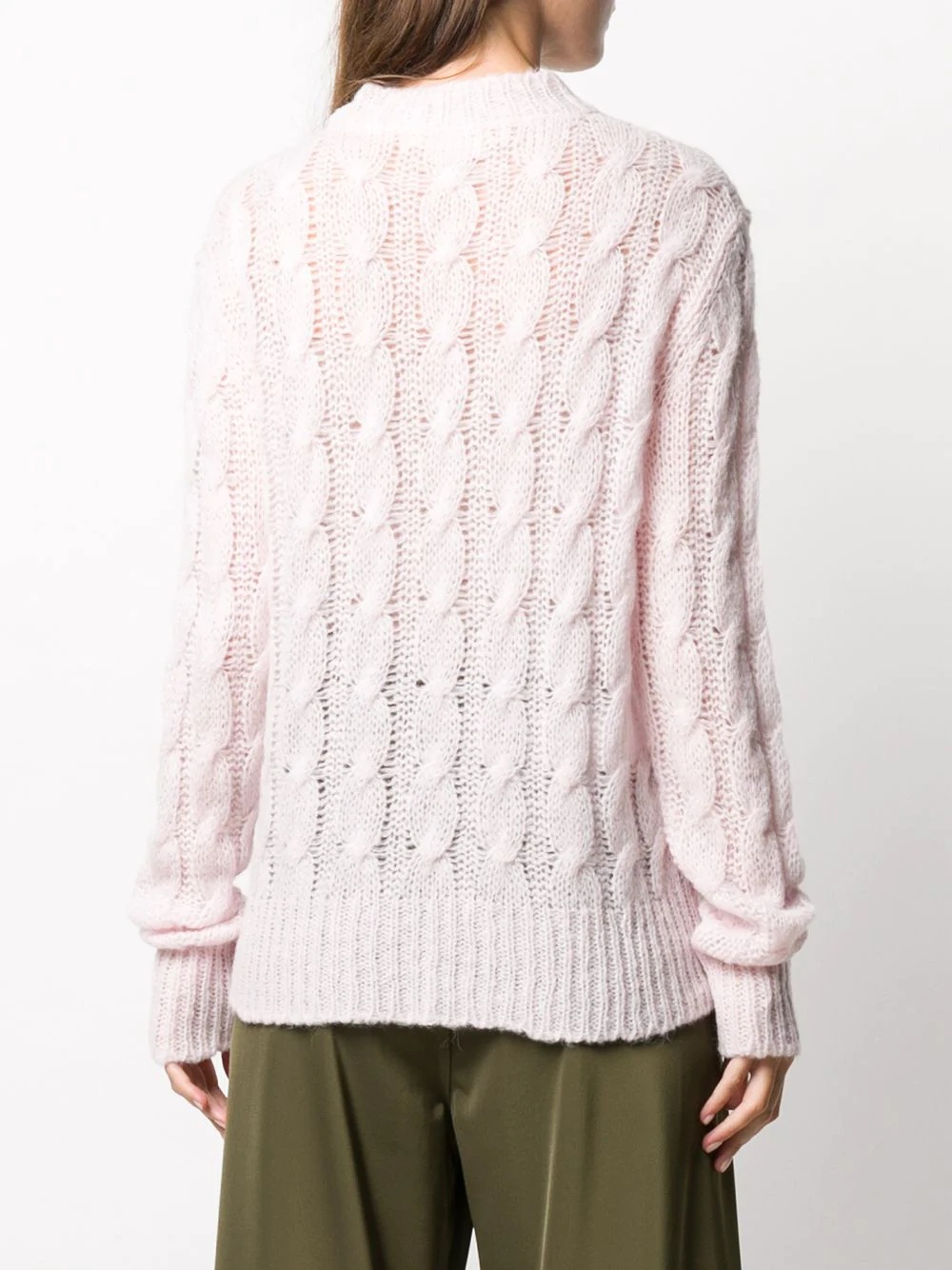 cable knit crew neck jumper - 4