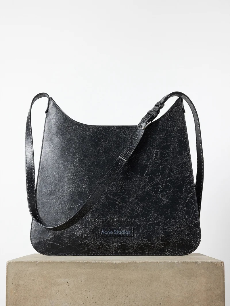 Platt cracked-leather shoulder bag - 1