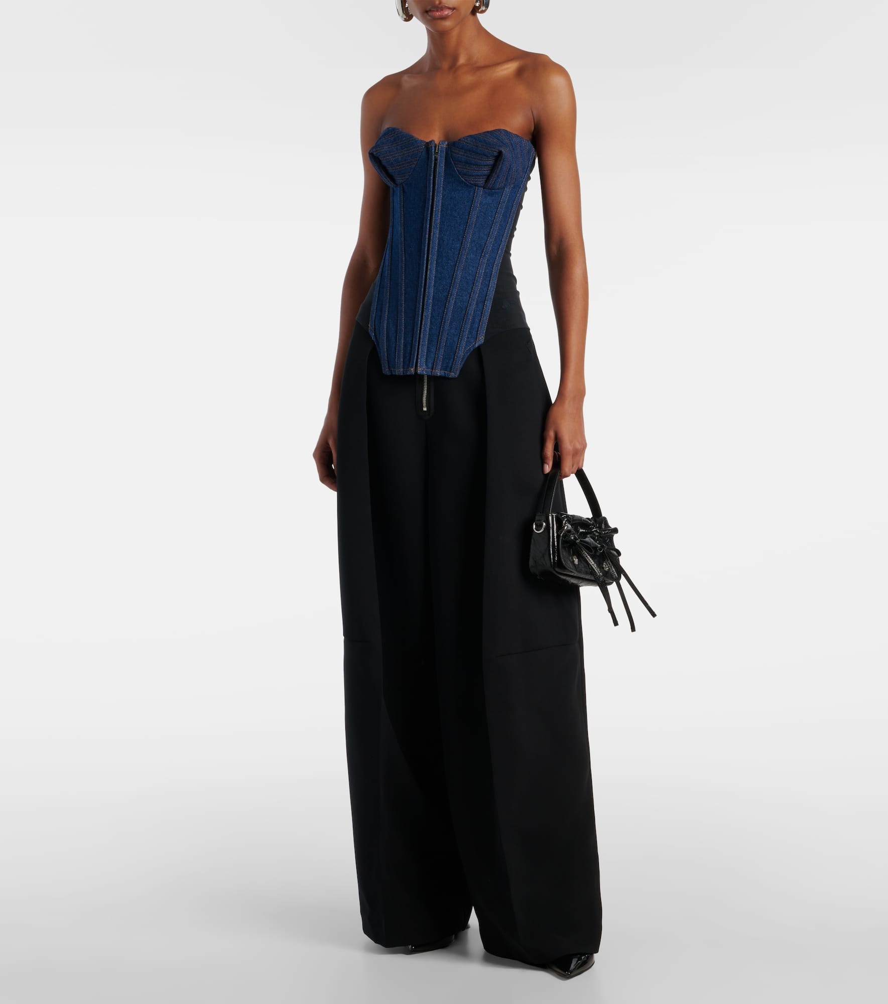 Paneled denim corset - 2