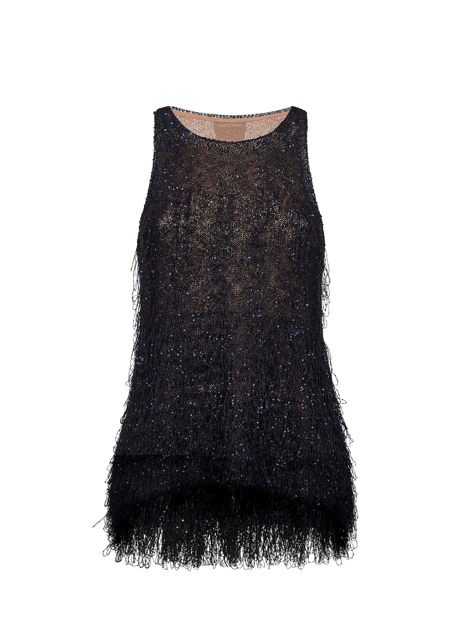 Blue lurex jersey top with fringes and sequins - 1