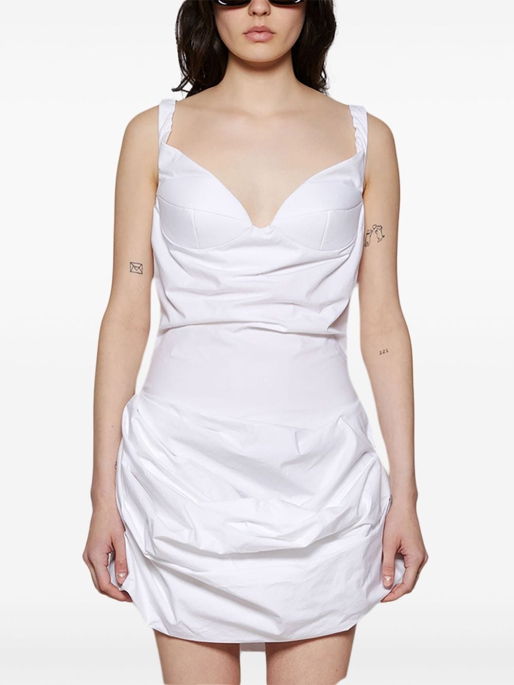 draped poplin minidress - 3