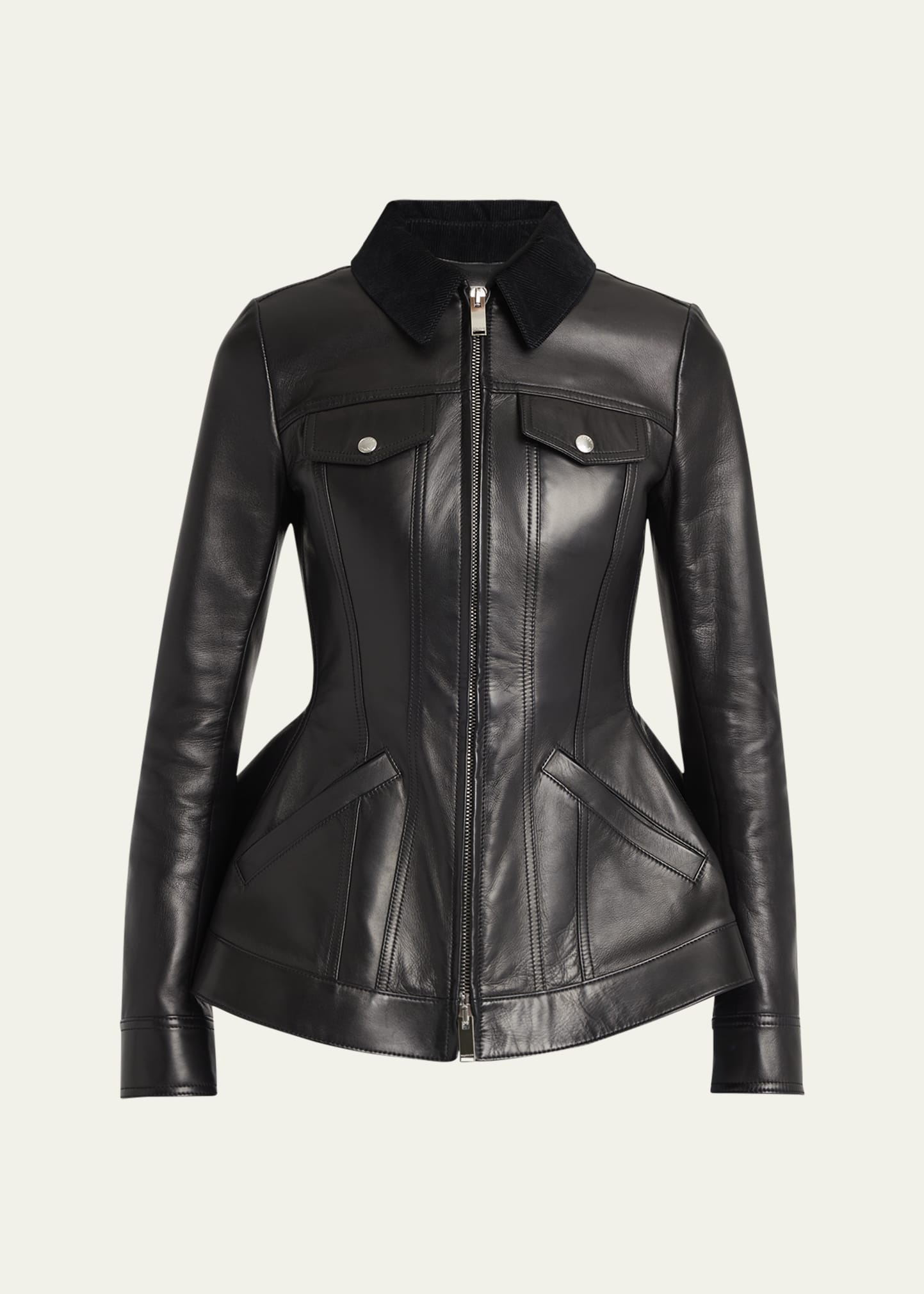 Leather Bird Peplum Jacket - 1