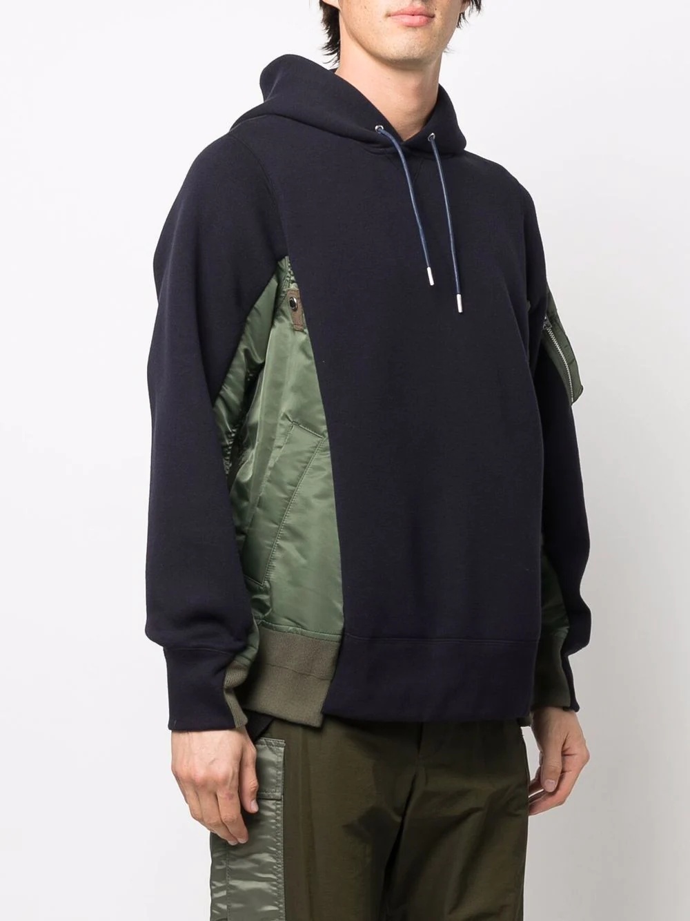 bomber jacket hybrid panelled hoodie - 3