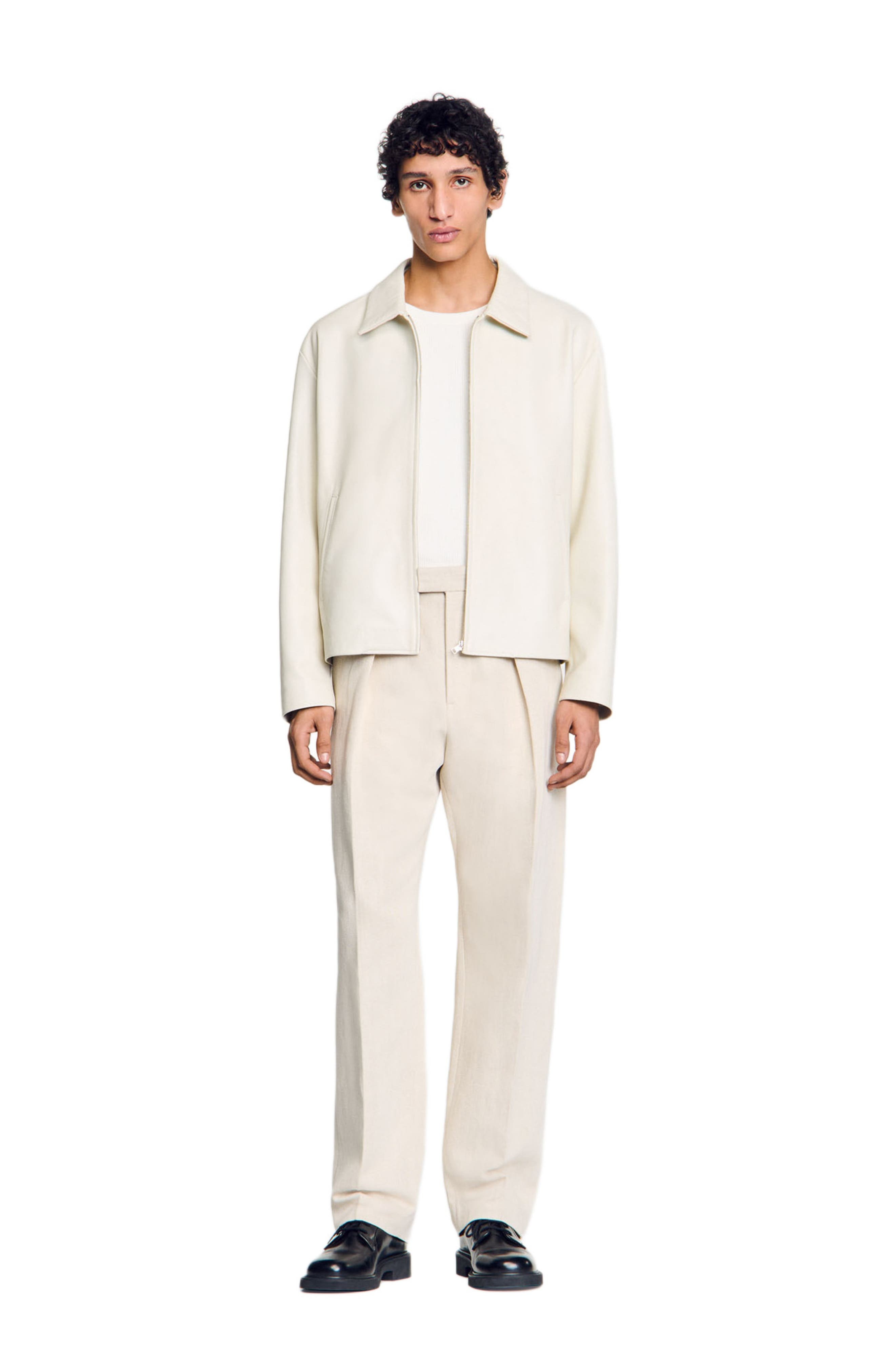 SANDRO Leather jacket in Aluminum at Nordstrom - 3