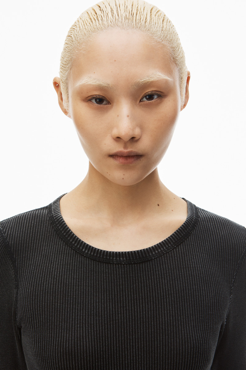 long sleeve loungewear dress in ribbed cotton 5