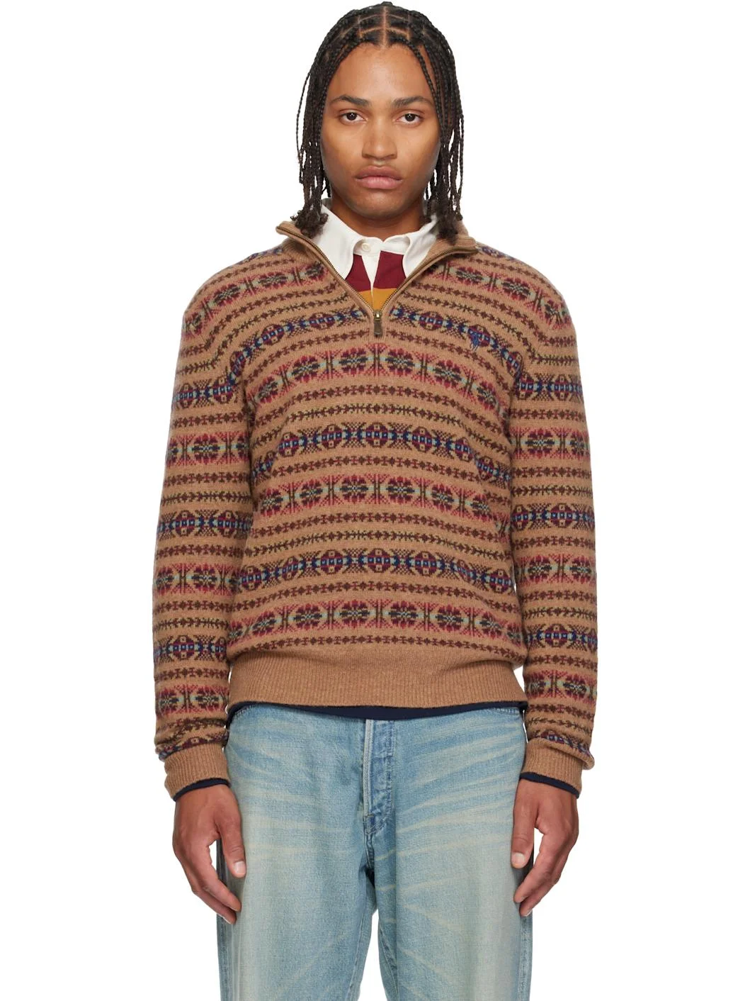 Brown Mock Neck Sweater - 1