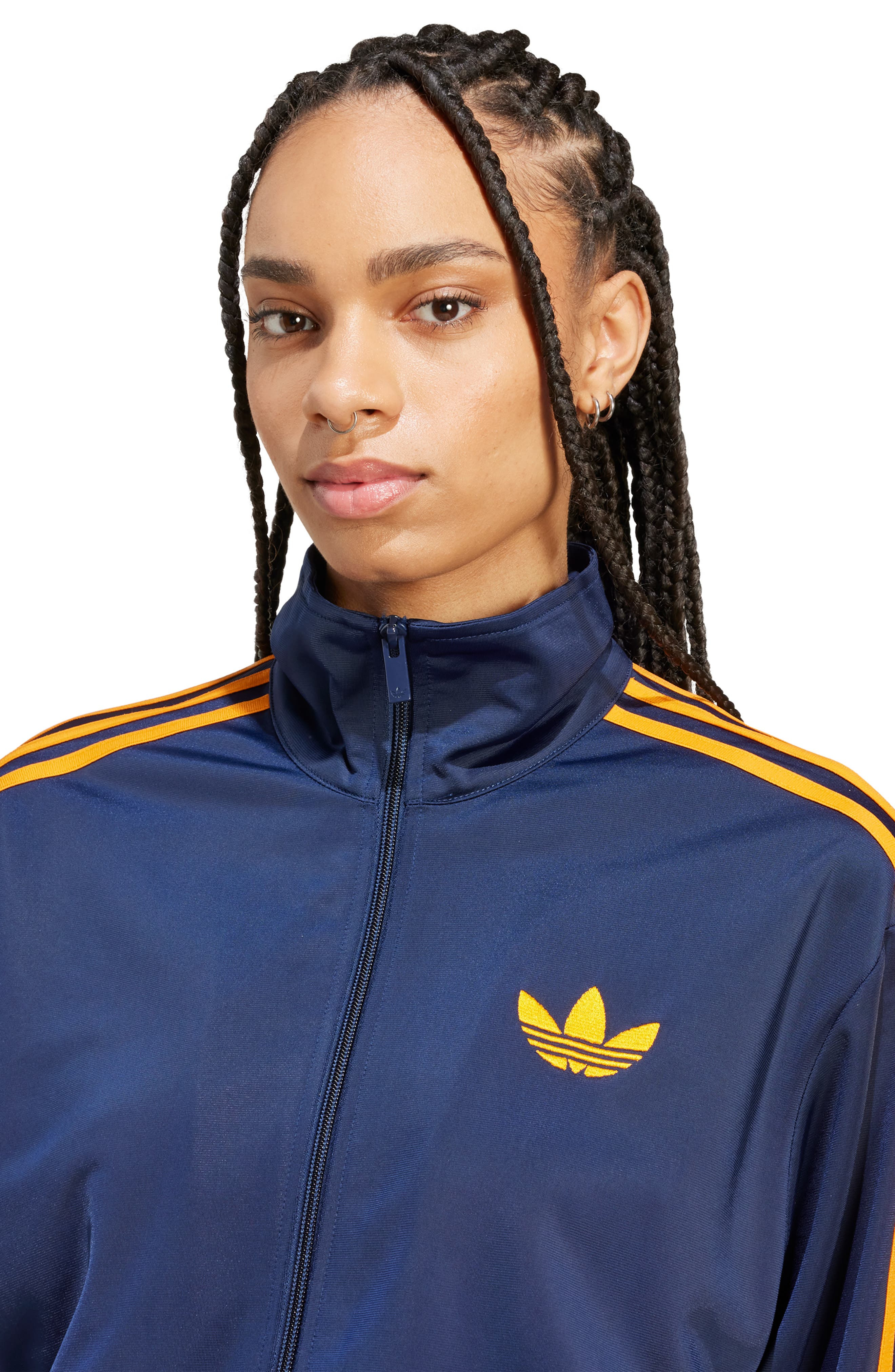 adidas Firebird Recycled Polyester Track Jacket in Night Indigo/Crew Orange at Nordstrom - 6
